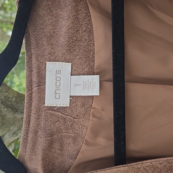 Chico's Faux Suede Fringed Jacket and Buttondown Shirt Duo-Hunter/Calf - Picture 6 of 8